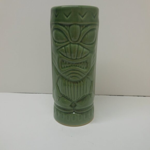 Vtg Tiki Hawaiian Cup Vase Ceramic Mug Green Double Sided Sang Kung B Decor - Picture 11 of 11